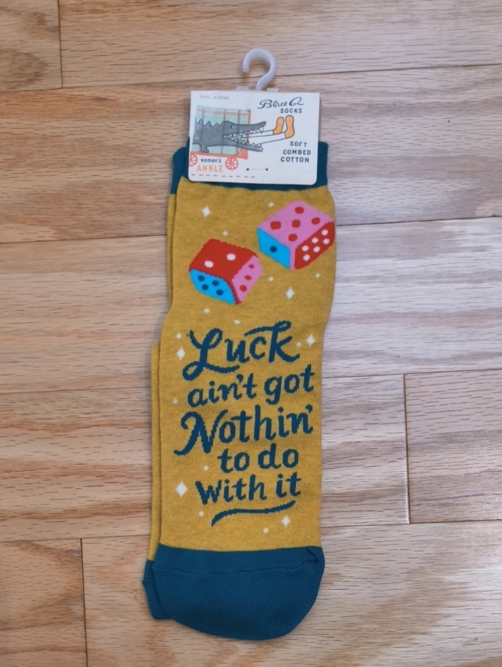 Blue Q Ankle Socks Luck Ain't Got Nothin' To Do With It Size 5-10 NWT